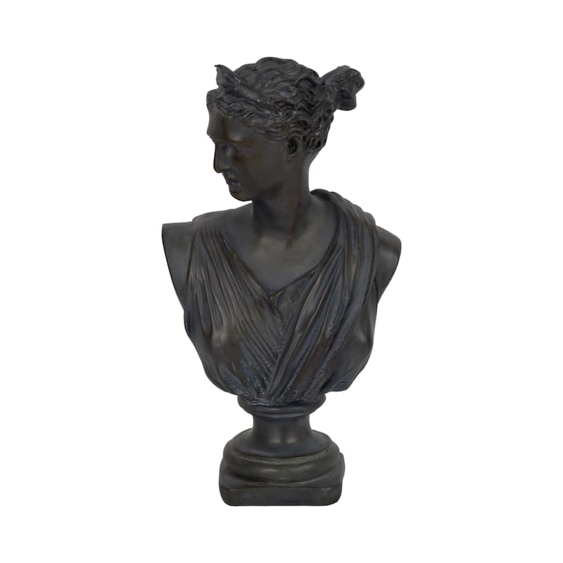 Sagebrook Home Grecian Bust Distressed Resin Novelty Sculpture - 6" x 5" x 12" - Bronze/copper