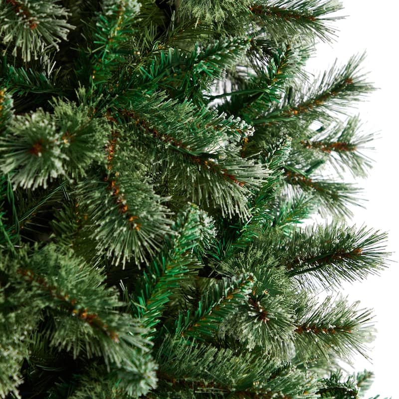 10 Ft Artificial Christmas Tree with Clear Lights - Slim Pine Holiday Decor - Green - 120