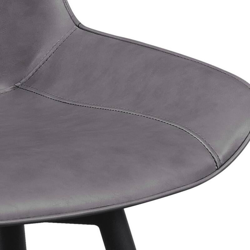 Black/Gray Faux Leather Upholstered Metal Frame Dining Chair, Set of 2, Sturdy Dining Chair for Dining Rooms - 22.75