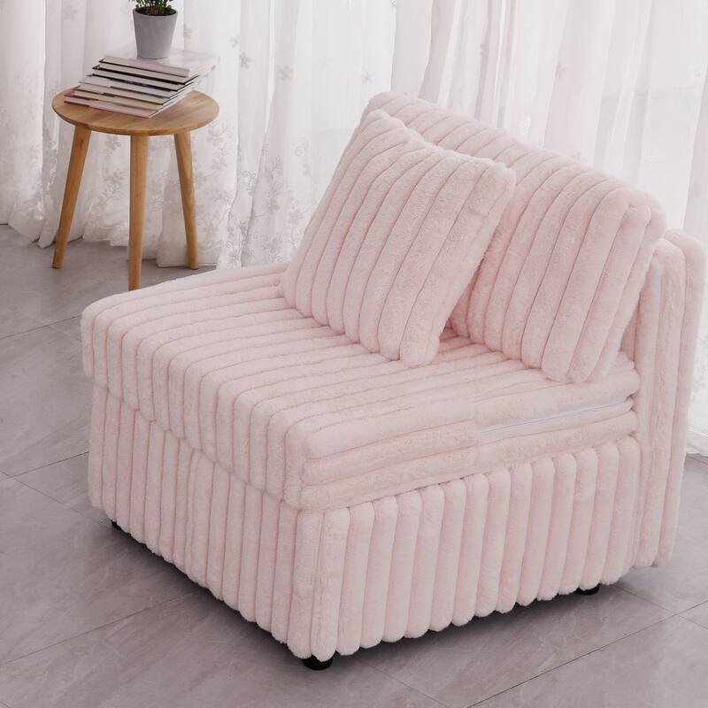 44.9" Plush Modular Sofa Single - Highly Comfortable, Stylish & Functional for Bedroom & Living Room, Light Pink