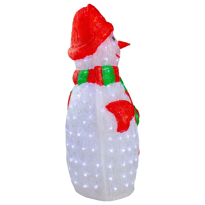 34" Lighted Commercial Grade Acrylic Snowman Christmas Display Decoration