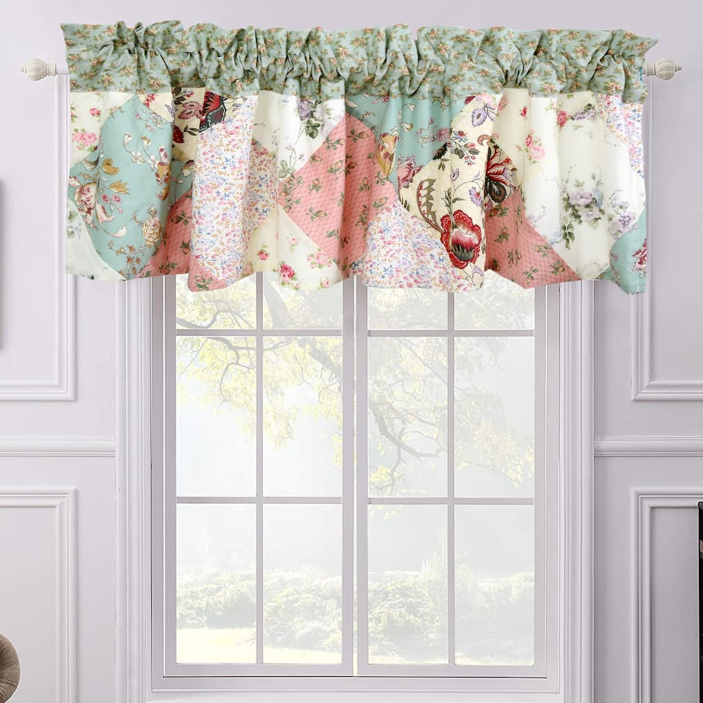 Floral Vine Country Cottage Flower Garden Patchwork Straight Window Valance