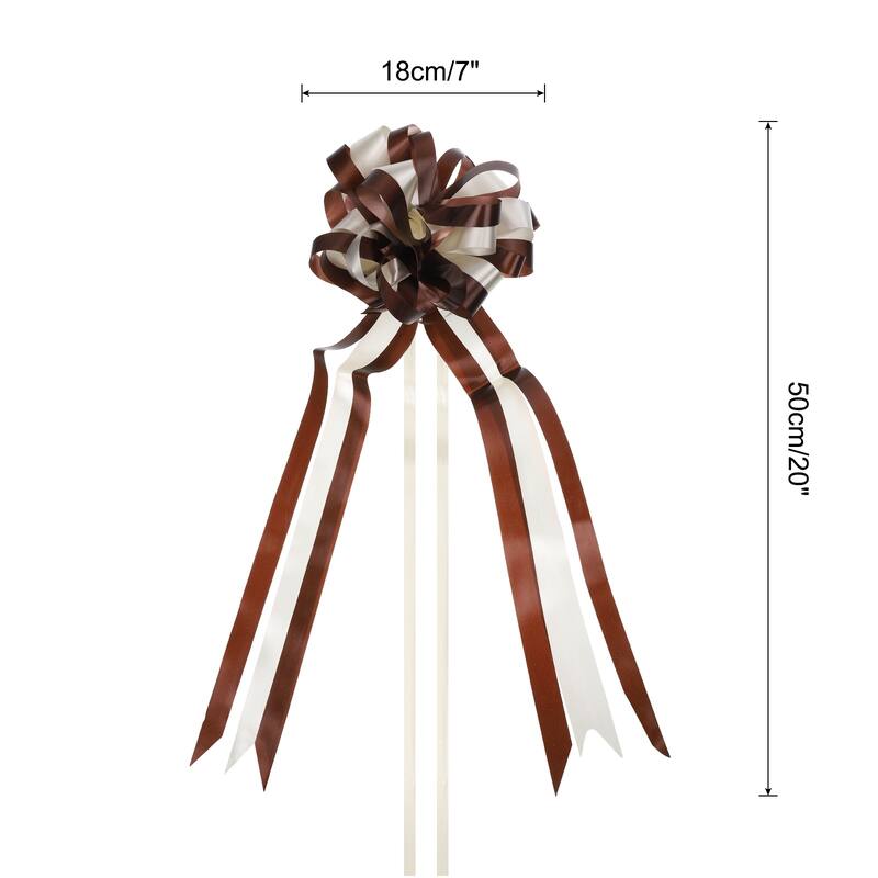 10pcs 7" Large Big Pull Bow Car Gift Wrapping Bows Ribbon - Coffee, White