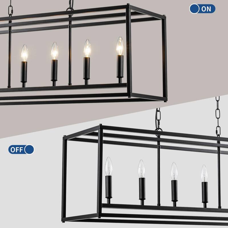 Starsky Farmhouse 6-light Rectangle Linear Chandelier for Dining Room with UL Certified