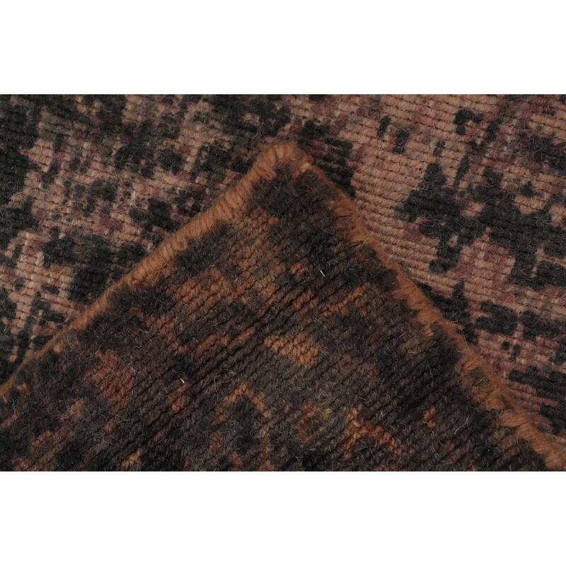 Hand Knotted Oriental Viscose Silk Carpet Modern All-Over Brown Abstract Area Rug - 7' 9'' X 5' 2''