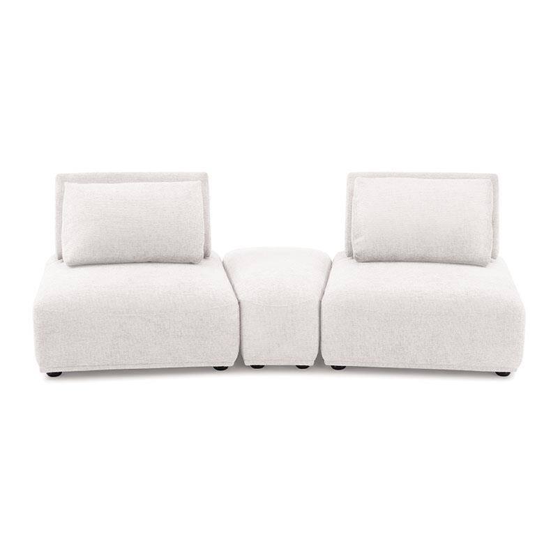 Stavan Modular Curved 2 Seat Sofa, White Boucle, Adjustable Seat Depth
