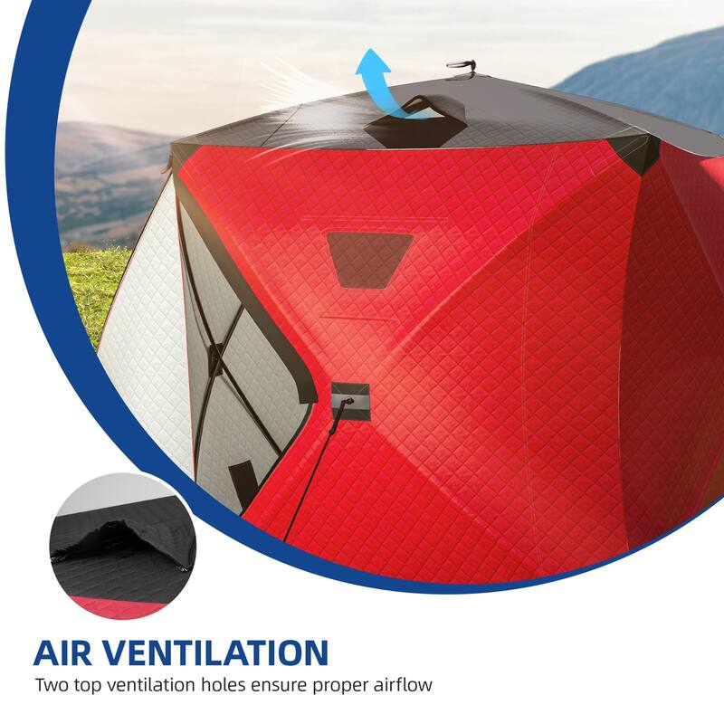 3-Layer Insulated Pop-up Canopy Portable Ice Shelter Ice Fishing Tent with 2 Doors and Carrying Bag