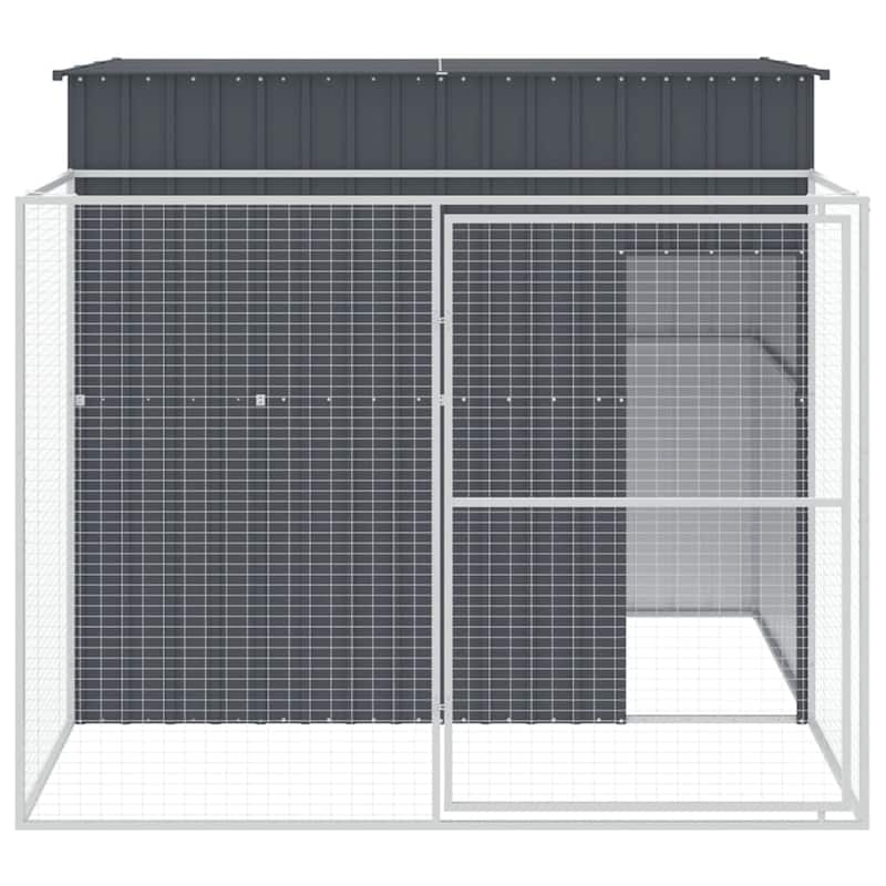 vidaXL Dog House with Run Light Gray/Anthracite multisize Galvanized Steel