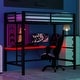 preview thumbnail 2 of 64, Gaming Loft Bed with RGB LED Light & USB Charge Station, Metal Loft Bed Frame w/Built-in Desk & Full-Length Guardrails