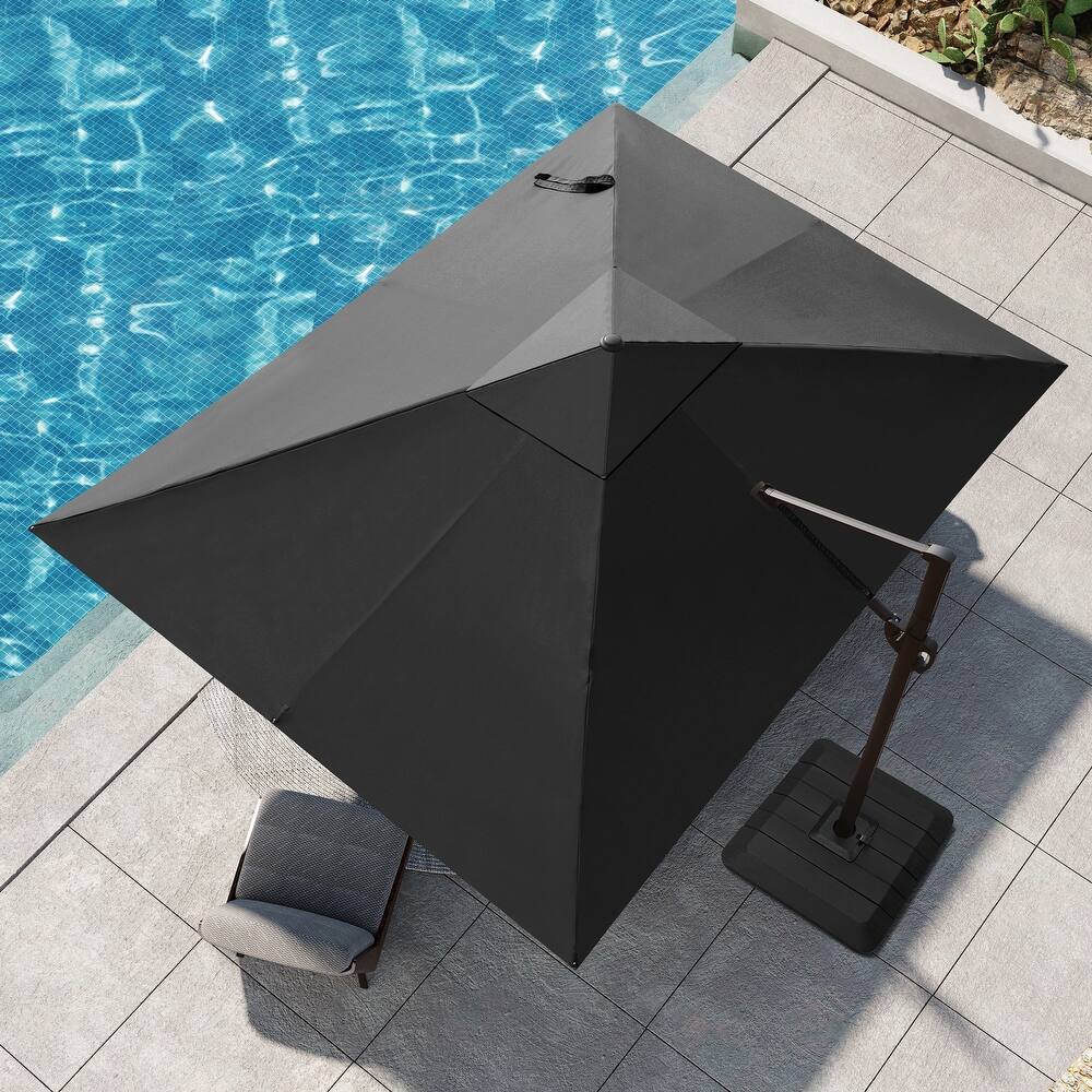 Pellebant 9 FT x 12 FT Outdoor Patio Cantilever-Offset Umbrella with Premium Base Stand