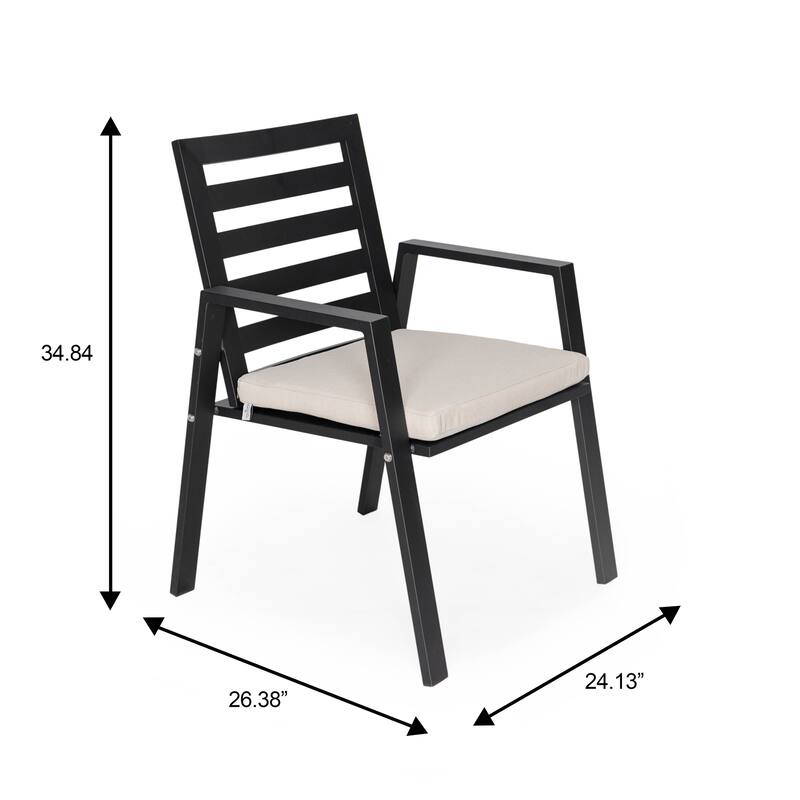 Chelsea 7-Piece Aluminum Outdoor Dining Set 78 in. Rectangular Table and 6 Dining Armchair w/ Cushions - N/A
