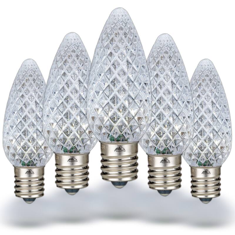 25 Pack C9 LED Outdoor Christmas Replacement Bulbs, C9/E17 Base - White