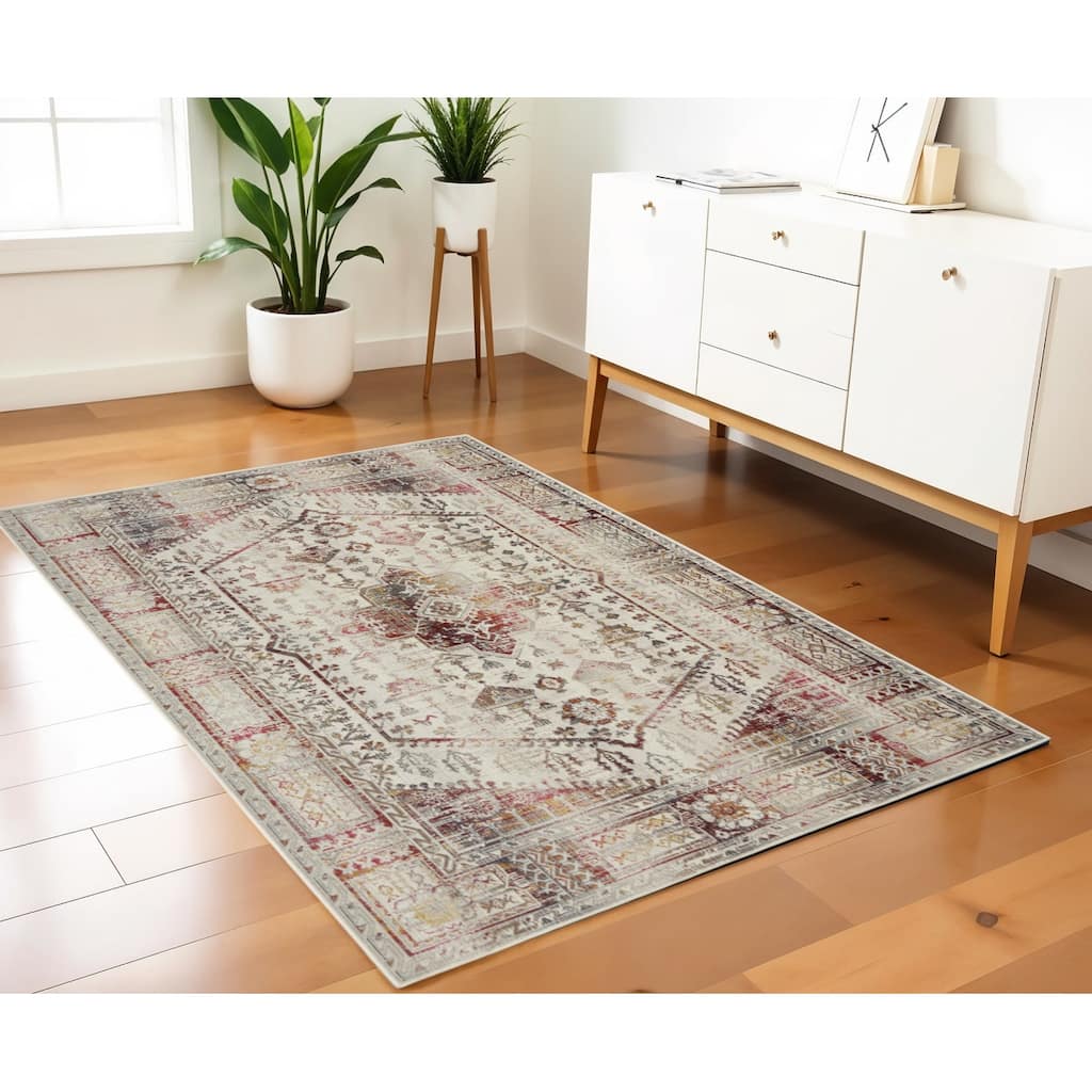 HomeRootsFloral Transitional Rectangle Area Rug - 72' X '48' X '0.5