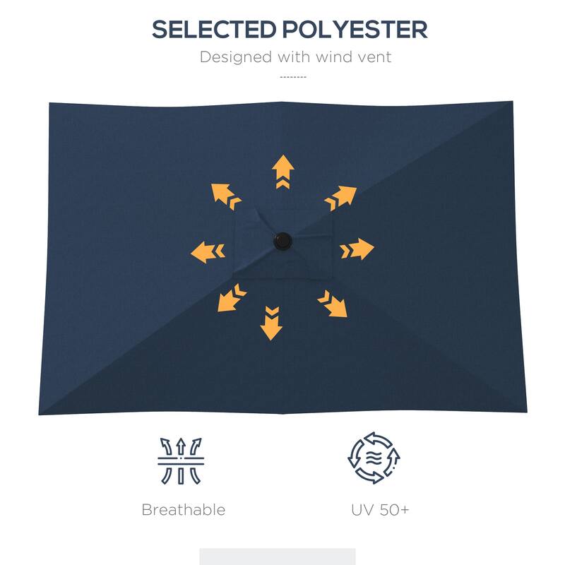 6.5ft x 10ft Rectangular Patio Umbrella with Crank and Tilt, Blue