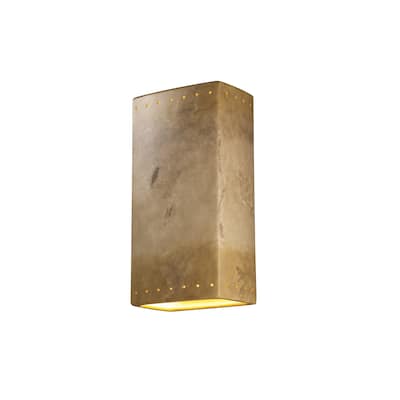 Justice Design Ambiance Greco Travertine Really Big Rectangle with Perfs Wall Sconce