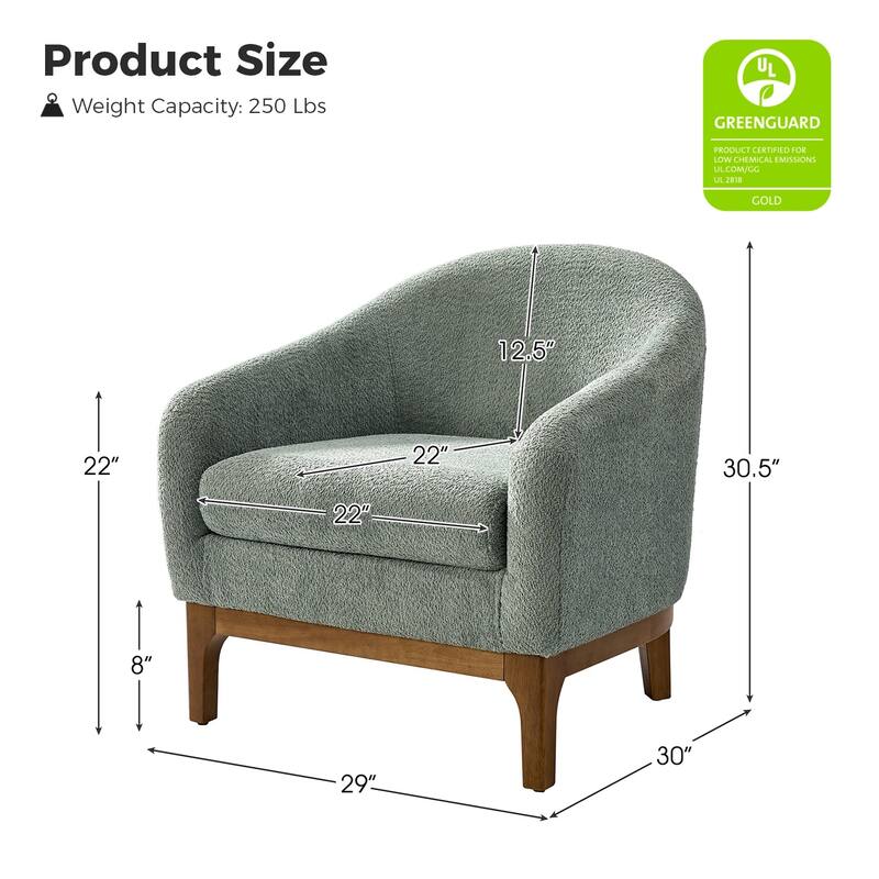 Augus Modern Boucle Barrel Armchair with Solid Wood Legs Set of 2 by HULALA HOME
