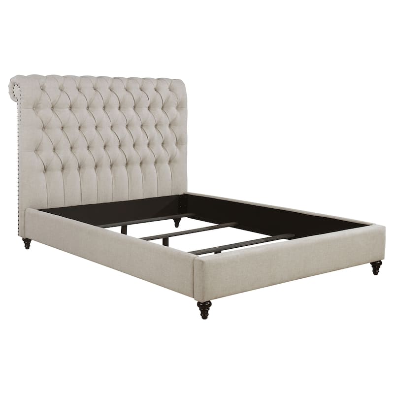 Devon Traditional Fabric Upholstered Panel Bed - Beige (Eastern King) - King
