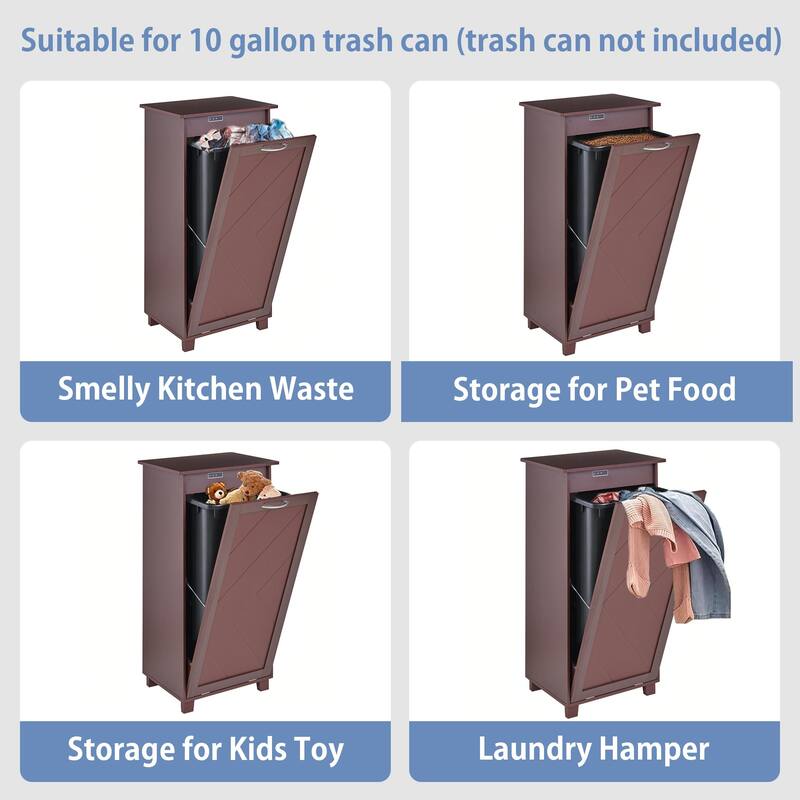 VECELO Tilt Out Kitchen Trash Bin Cabinet with Negative Ion Deodorizing Function Hidden Storage for Kitchen