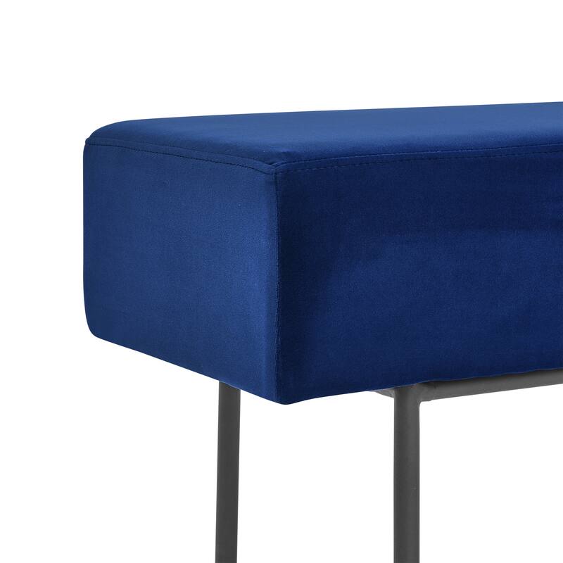 Contemporary Style Bedroom Velvet Upholstered Bench, Blue,( 45'' x13''x 17'')