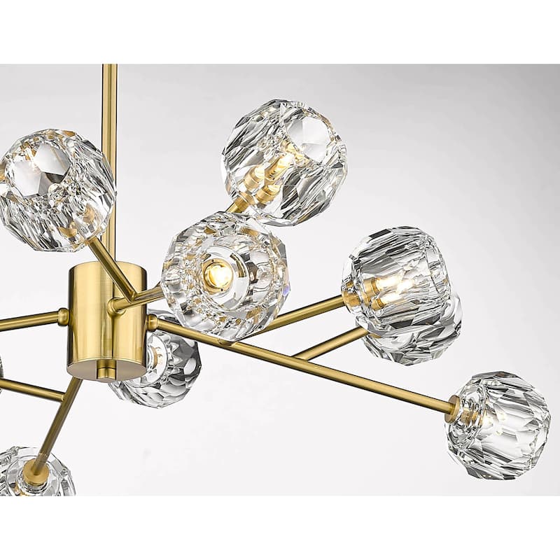 12-Light Gold Chandelier With Clear Crystal Shades