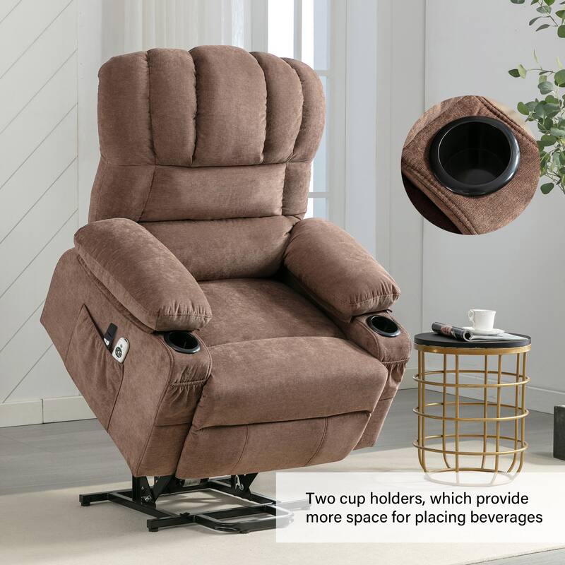 Power Lift Recliner Chair for Elderly with Vibration Massage and Heat, Living Room Single Electric Sofa with USB & Cup Holder