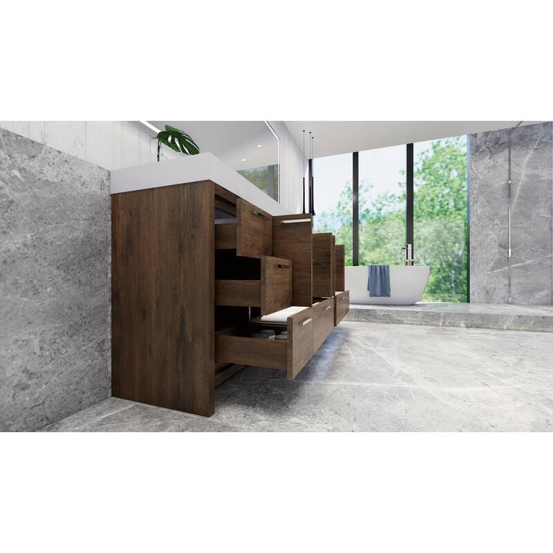 Dove 84'' Freestanding Vanity with Double Reinforced Acrylic Sink