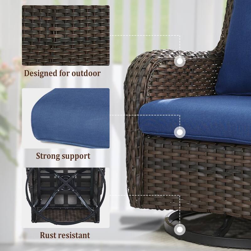 Gymojoy Wicker Swivel Glider Chair with Water-Resistant Olefin Cushions
