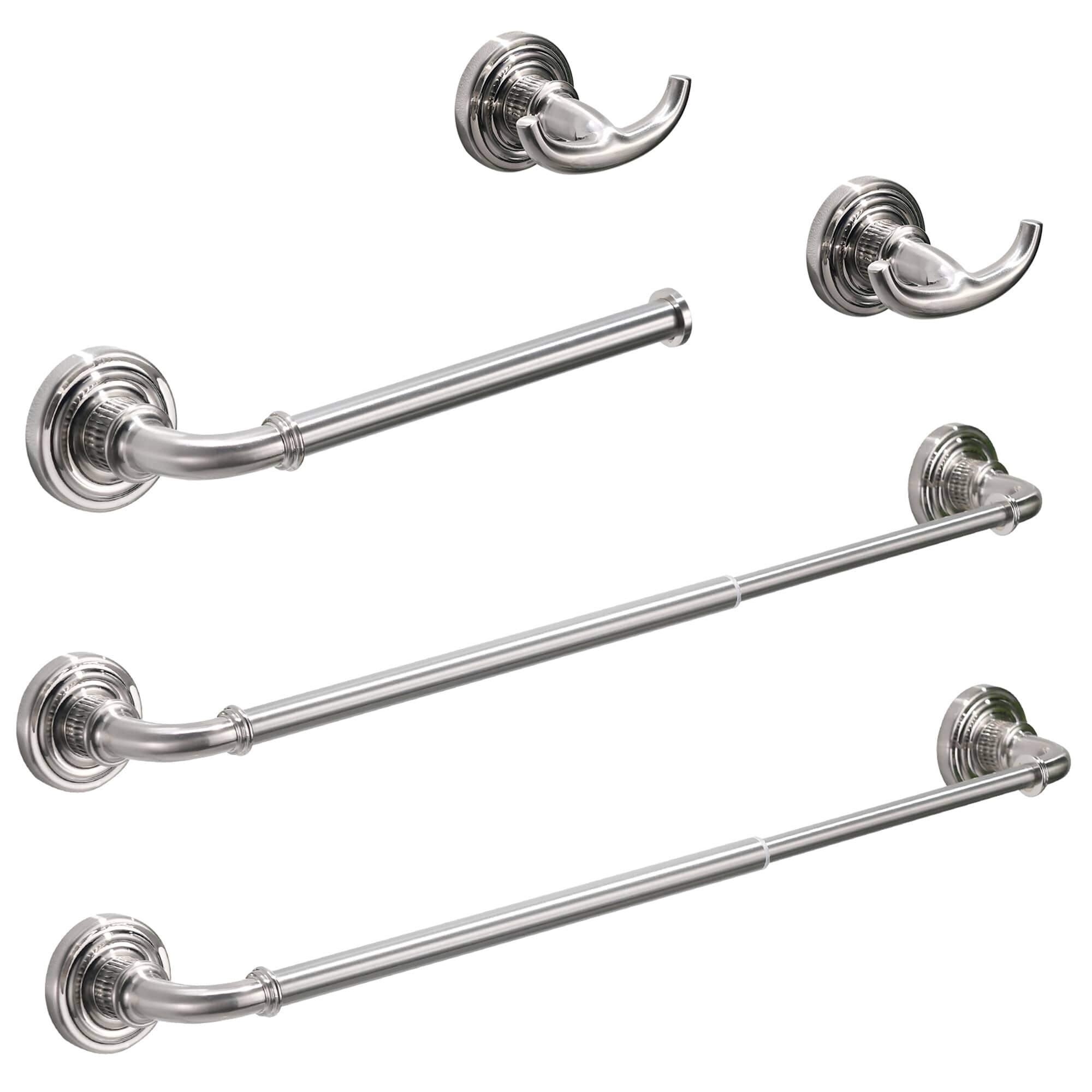 Bathroom Hardware Set, 7 Pieces Bathroom Accessories Set Includes 24 Towel  Bar, Toilet Paper Holder, Towel Ring, Robe Hook, Brushed Nickel 