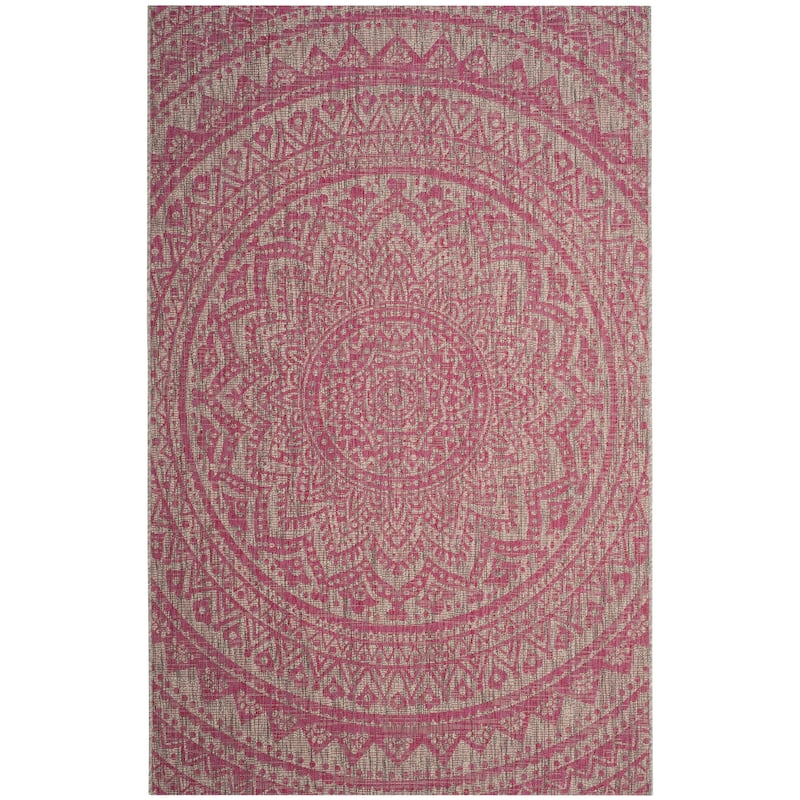 SAFAVIEH Courtyard Fran Mandala Indoor/ Outdoor Waterproof Patio Backyard Rug