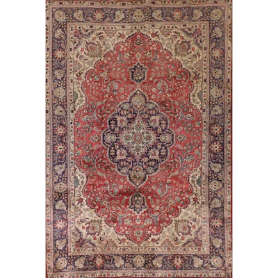 Tabriz Persian Vintage Area Rug Hand-Knotted Wool Carpet - 6'8"x 9'8"
