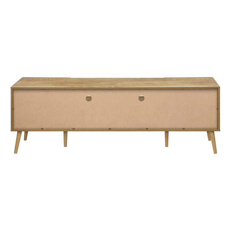 Tv Stand, 72 Inch, Console, Media Entertainment Center, Storage Drawer, Walnut Laminate, Mid Century, Modern
