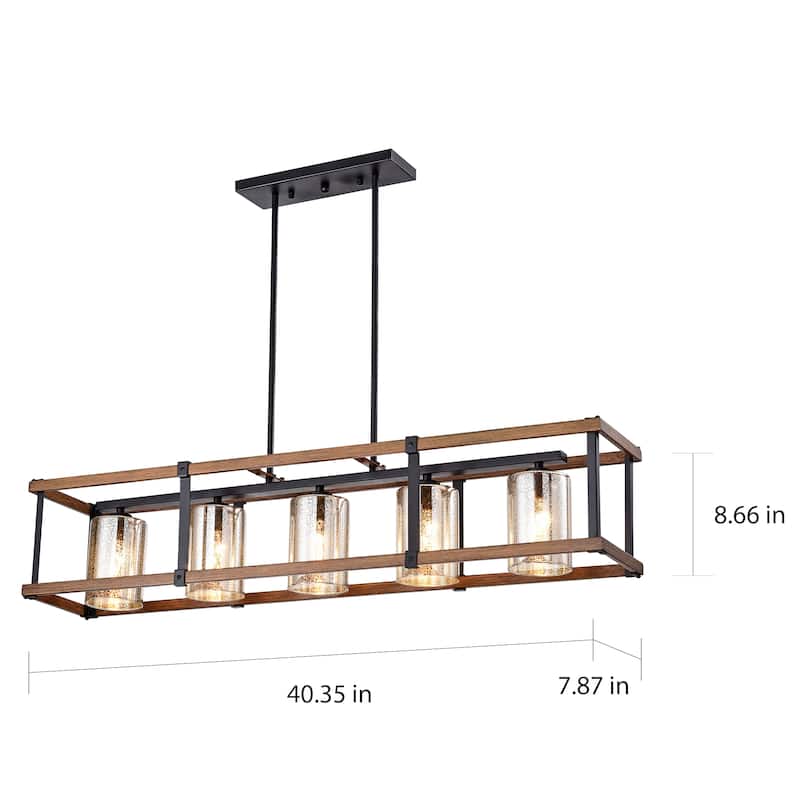 Desaki Kitchen Island Style Matte Black 5-light Chandelier