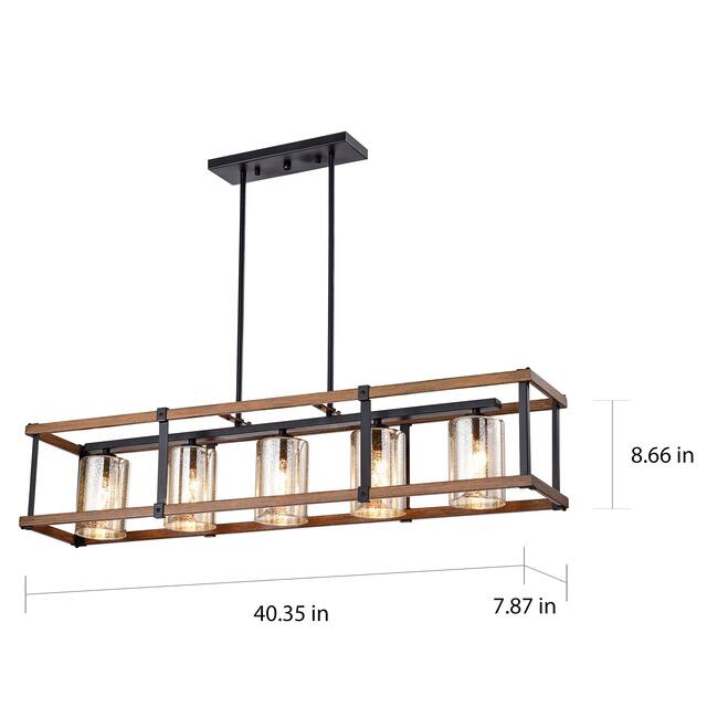 Desaki Kitchen Island Style Matte Black 5-light Chandelier