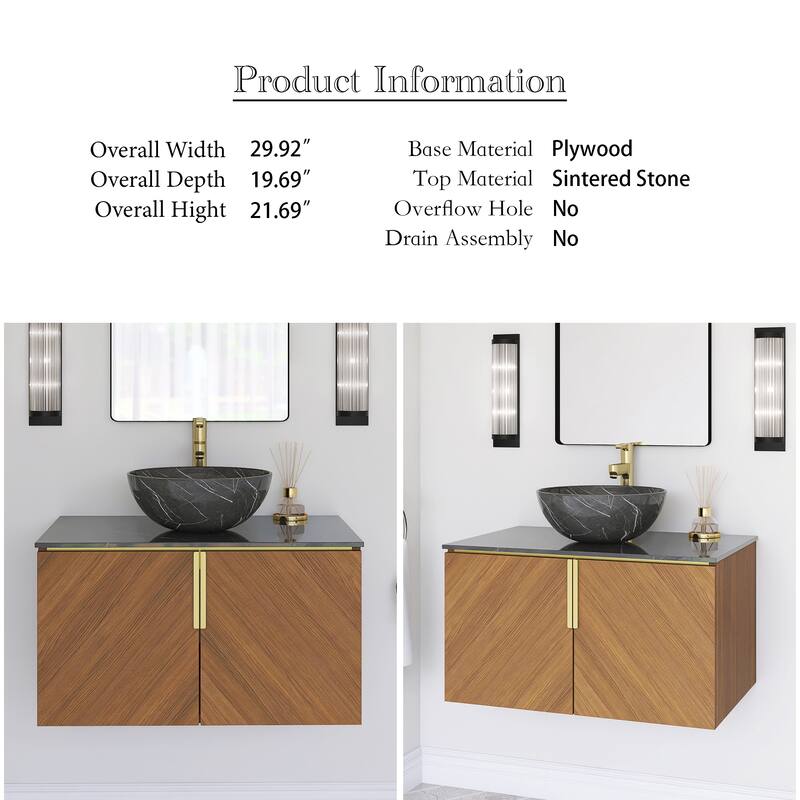 Wall-Mounted Bathroom Vanity with Round Ceramic Sink