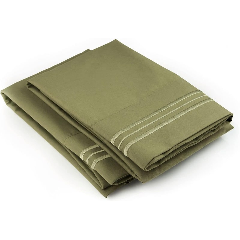 CGK Linens Double Brushed Microfiber Pillowcase Set Ultra Soft (Set of 2) - Queen - Sage Green