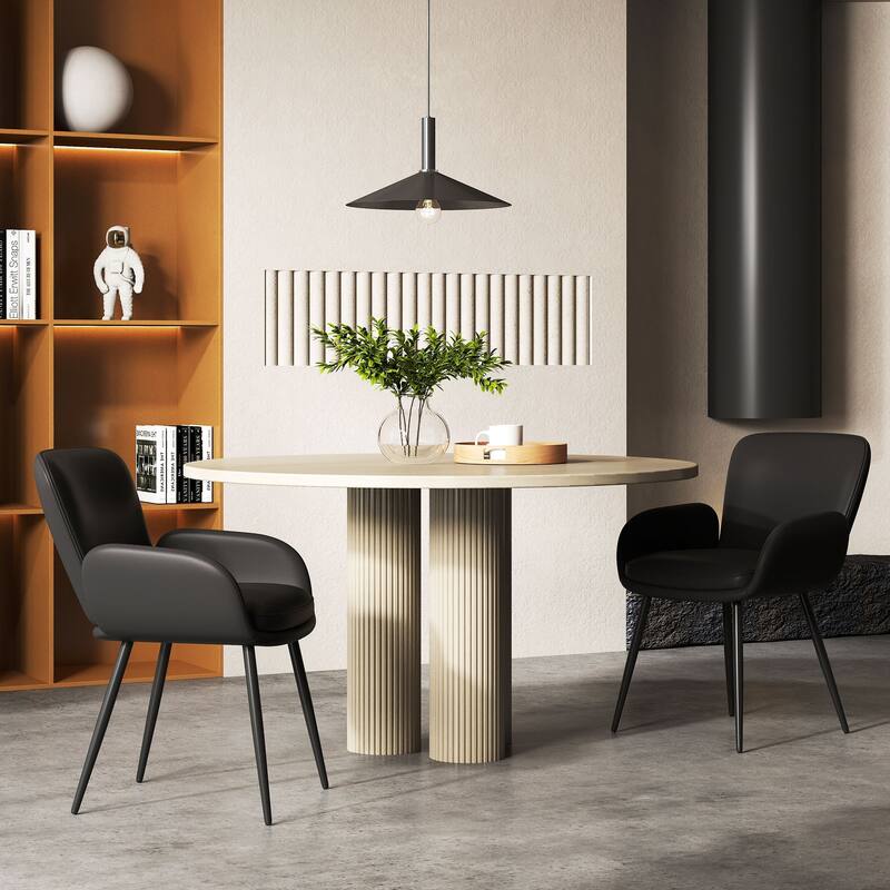 Set of 4 Cat-Scratch Resistant Dining Chairs with Gold Metal Legs