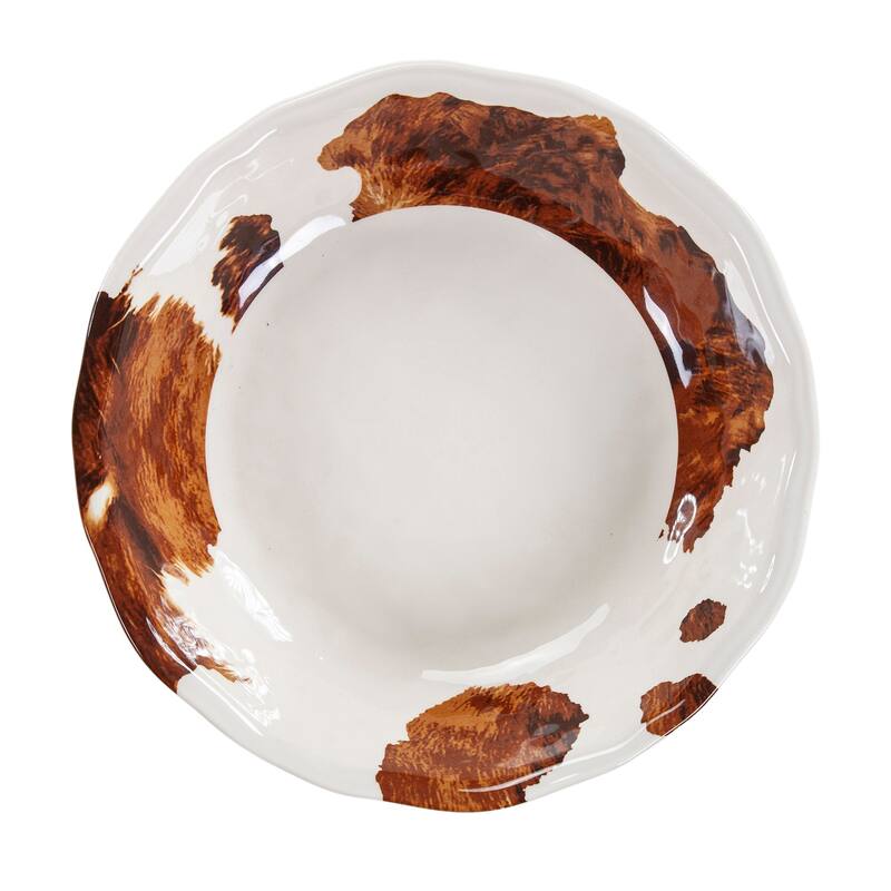 Paseo Road by HiEnd Accents Elsa Cowhide Melamine Serving Bowl, Butterscotch, 1PC - Butterscotch - 1 Piece