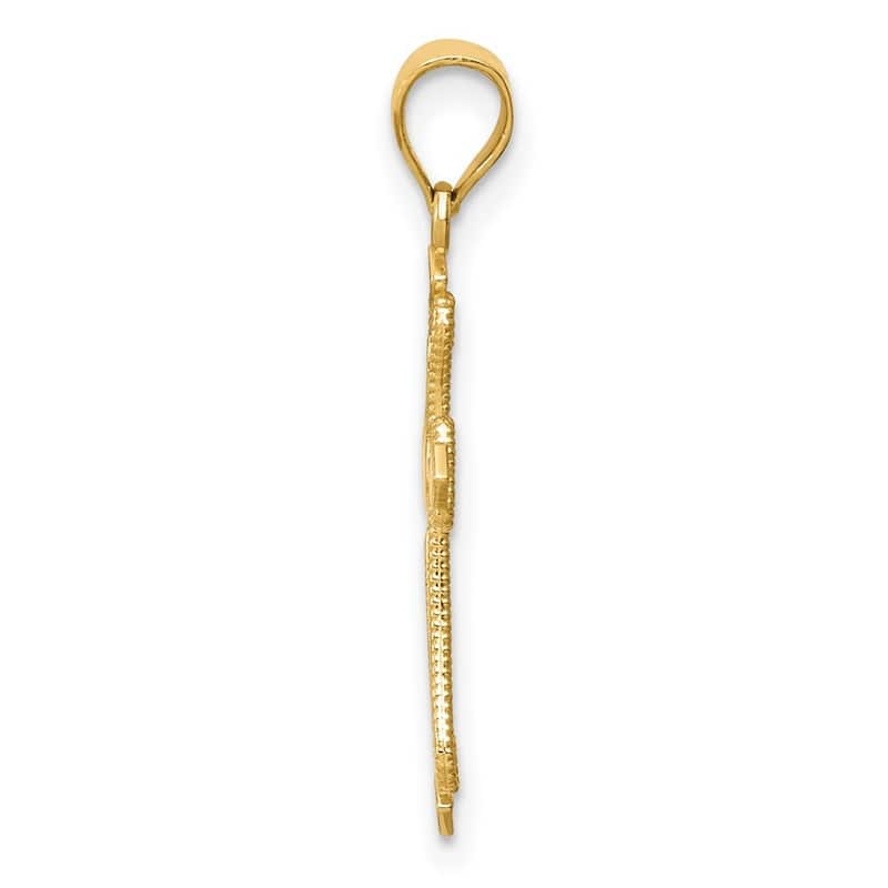 Curata 14k Yellow Gold 18" Ornate Small Cross Pendant Necklace 21x14mm