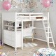 preview thumbnail 1 of 17, Full size Loft Bed with Drawers and Desk, Wooden Loft Bed with Shelves, Maximized Space, No Box Spring Required, White White
