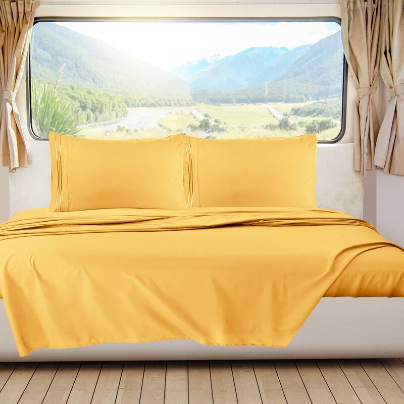 Empyrean Hotel Luxury 6 Piece Sheet Set - Super Soft Bedding Sheets & Pillowcases - Short Queen - Yellow