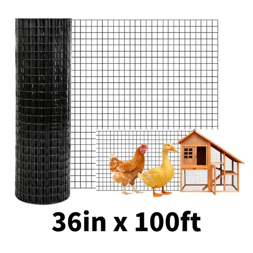 36in x 100ft 19 Gauge Galvanized Hardware Cloth, Garden Netting for Chicken Wire Fencing Roll, Black - 36in x 100ft