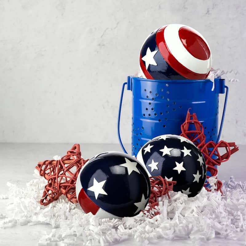 3.5"D Polystone Flag Orbs Set of 3