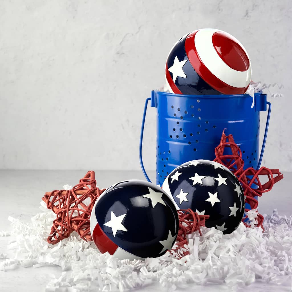 3.5"D Polystone Flag Orbs Set of 3