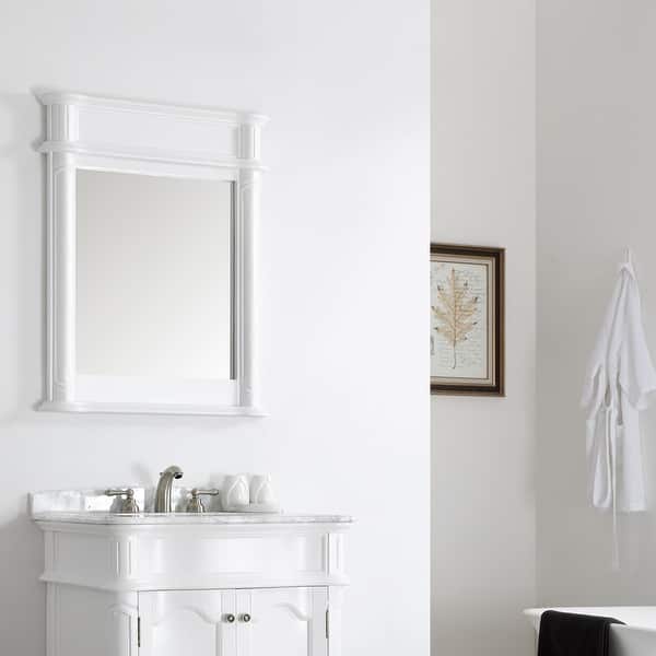 Messina 30 Rectangular Bathroom Vanity Framed Wall Mirror In White 30 Inches Overstock 31408838