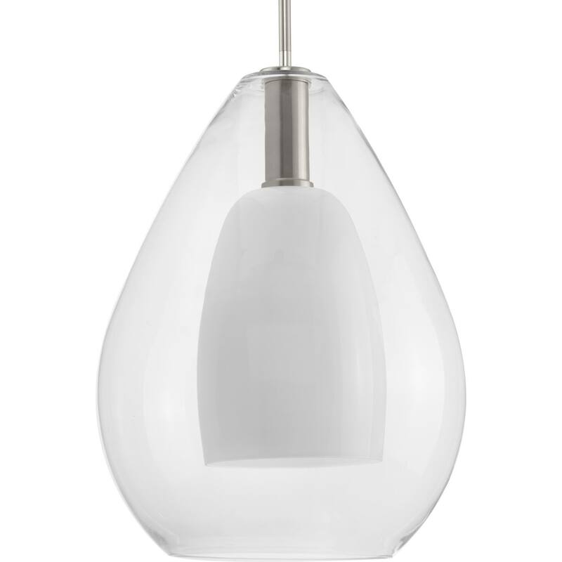 Carillon Collection One-Light Brushed Nickel Large Contemporary Pendant - 15 in x 15 in x 20.75 in - 15 in x 15 in x 20.75 in
