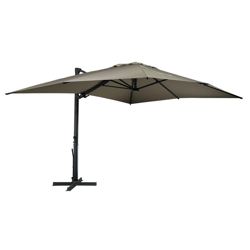 10 x 13ft Patio Rectangular Cantilever Market Umbrella with Lights(Without Based)