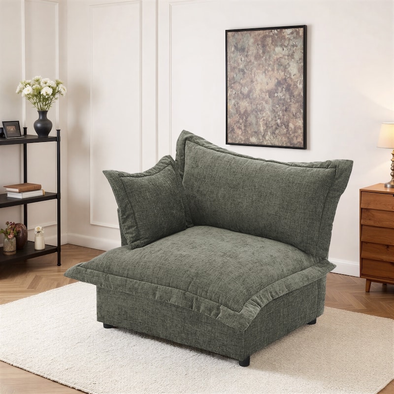 Double Layer Cushion Comfy Cloud Modular Sectional Sofa Couch Ottoman