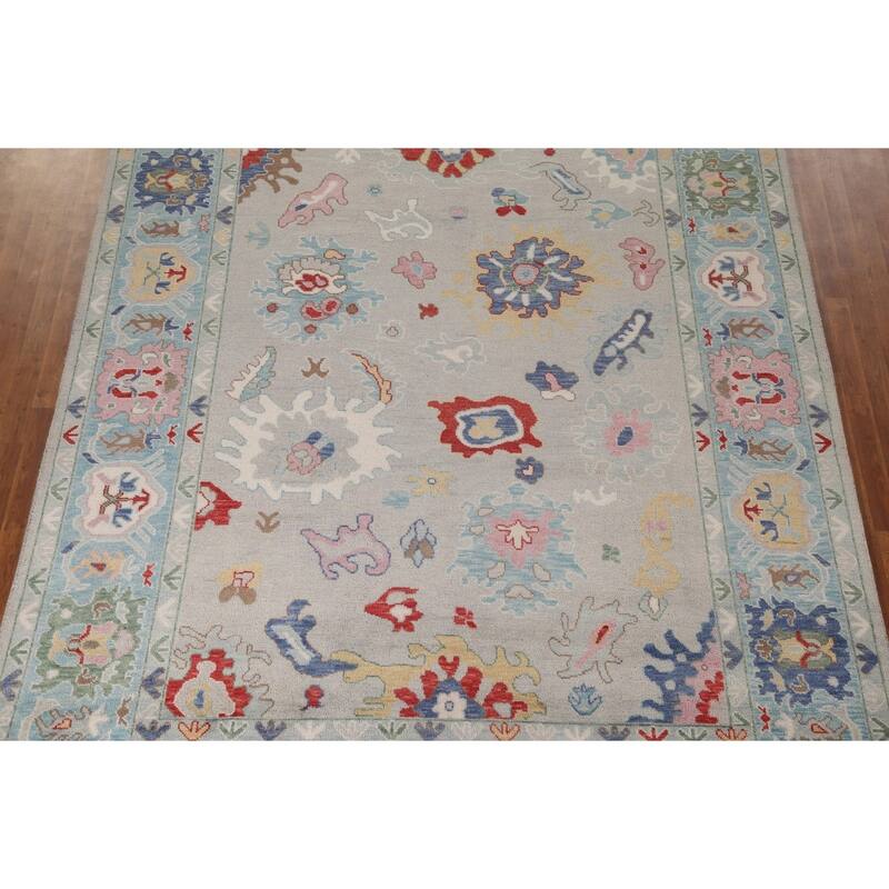 Grey Oushak Oriental Area Rug Handmade Wool Carpet - 9'1"x 11'10"