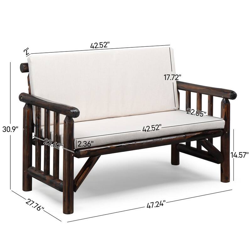 Cedar 4-Piece Wood Patio Conversation Set with Beige Cushions for Afternoon Tea & Conversation