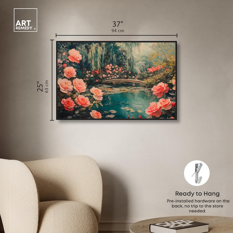 Rose Garden Bridge II Canvas by Art Remedy